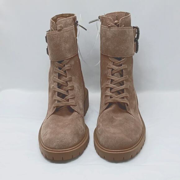 Vince Camuto Fawdry Tan Suede Combat Boots Women’s 10M Moto Lug Sole Fall - Picture 2 of 11